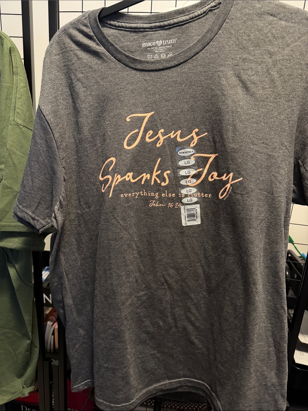 Women's Gray 'Jesus Sparks Joy' Short Sleeve Graphic Tee